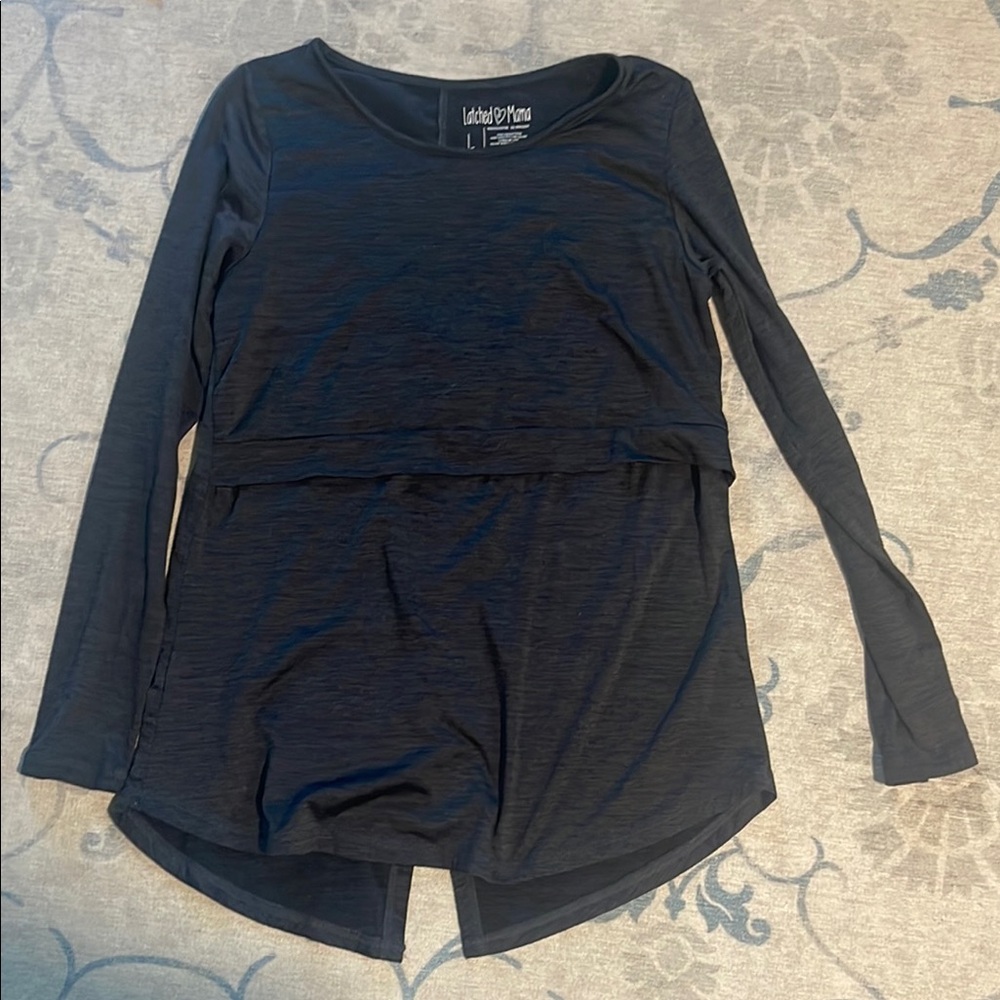 Latched Mama Black/grey nursing top